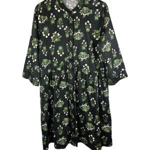 Tuckernuck Viridian Stamped Bouquets Royal Shirt Dress Green Floral PREPPY XL